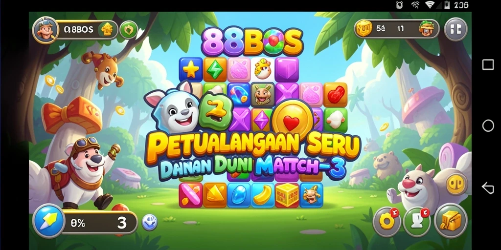 Tampilan seru gameplay Match-3 di 88BOS.