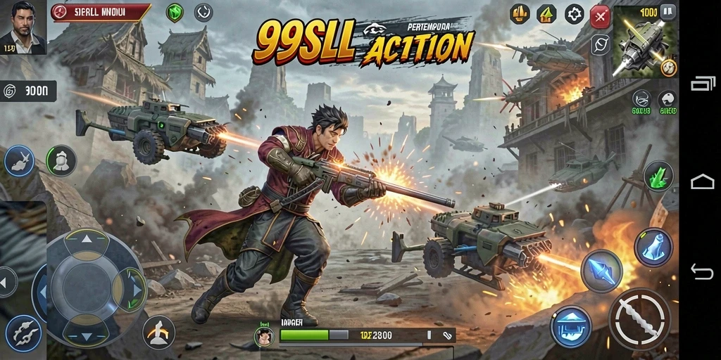 Screenshot utama menampilkan aksi intens dari gameplay 99SLL.