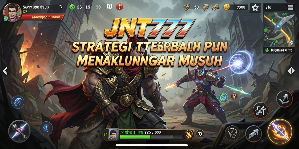 Screenshot gameplay JNT777 menunjukkan pertempuran strategi yang intens.