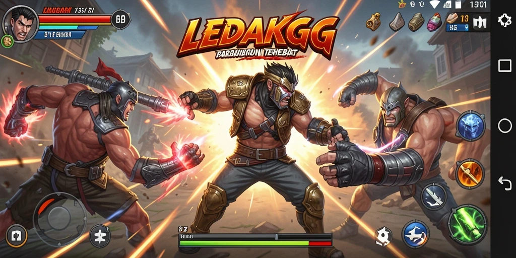 Tampilan seru dari gameplay LEDAKGG yang menunjukkan aksi pertarungan yang intens.