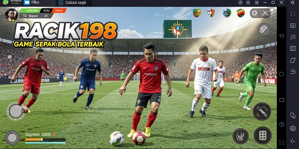 Screenshot menunjukkan aksi mendebarkan dalam permainan sepak bola.