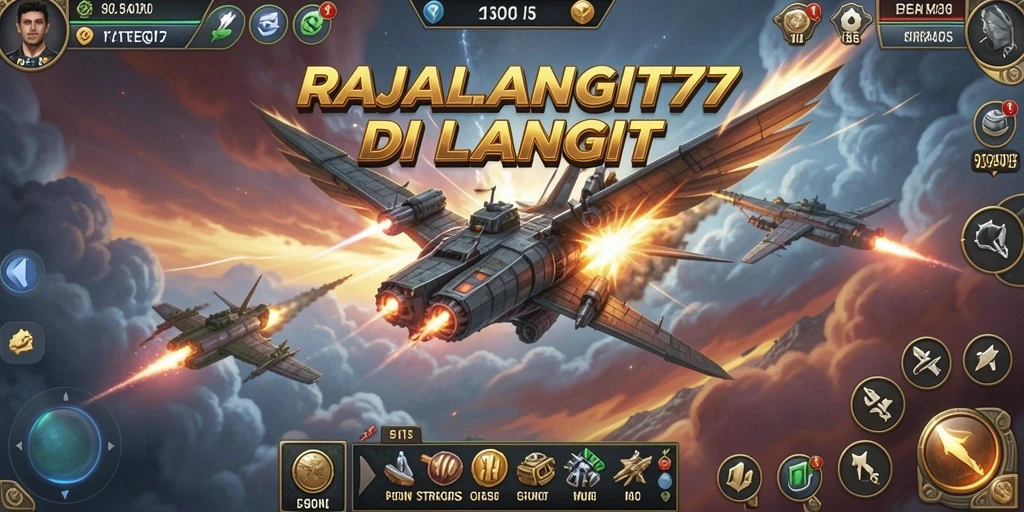Tampilan aksi seru dari gameplay RAJALANGIT77 di langit.