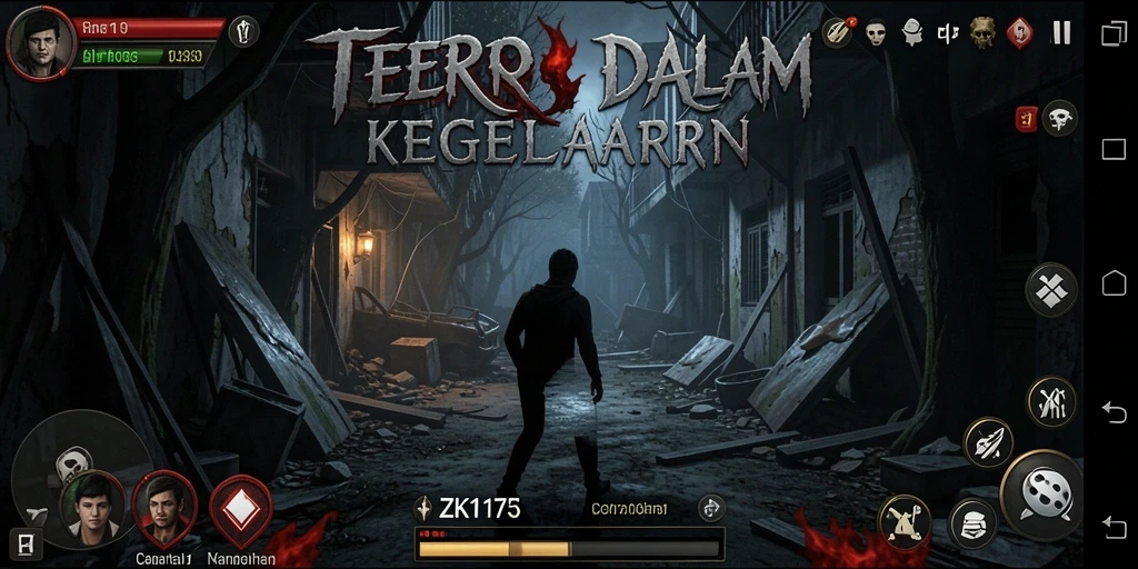 Skrinsut gameplay ZK1177 yang menyoroti suasana horor.